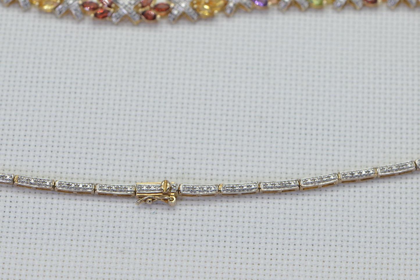 Natural Gemstone Flower Design Multi Stone Necklace Two Color 14K Gold over Sterling Silver
