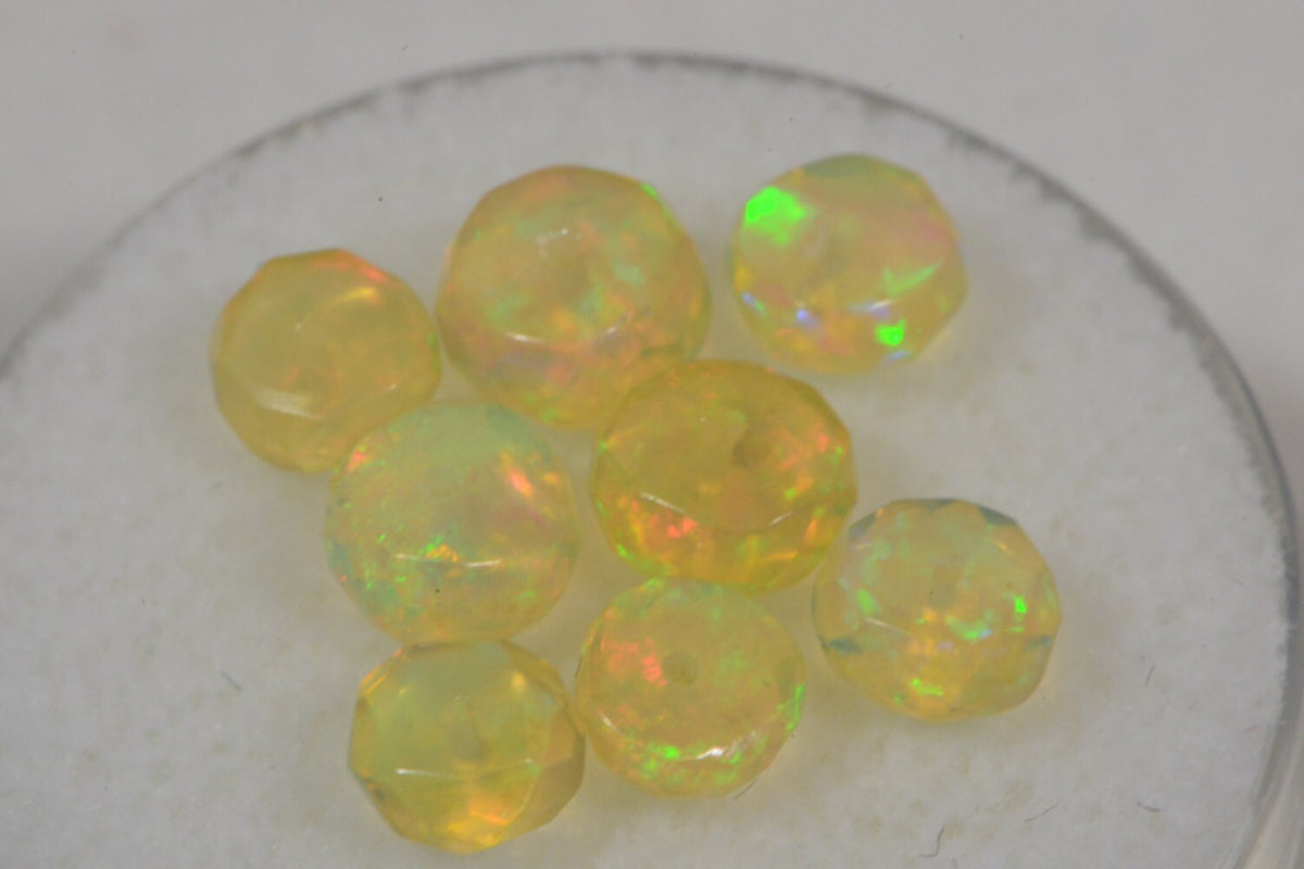Ethiopian Welo Opal Faceted Beads: Natural Gemstone Rondelles