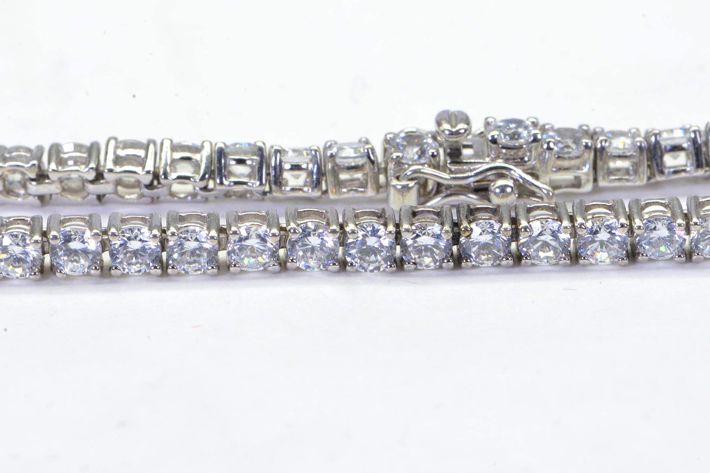 Simulated Diamond Tennis Bracelet: 14K Gold Over Sterling Silver, 7 inch