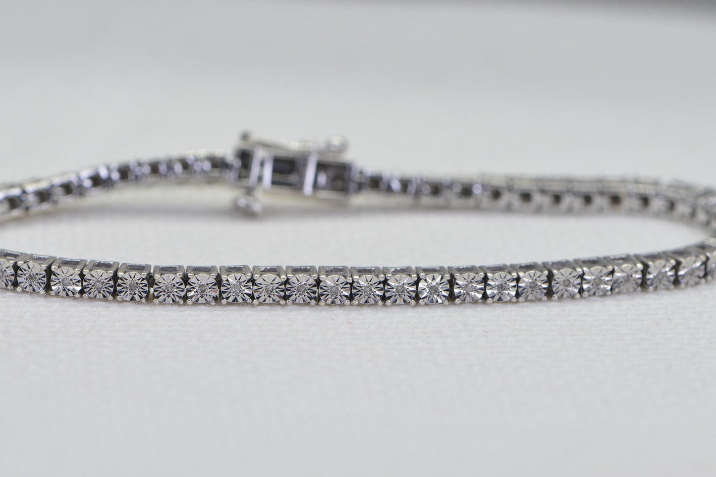 Authentic Diamond Tennis Bracelet: 14K Gold Over Sterling Silver, 7 Inches