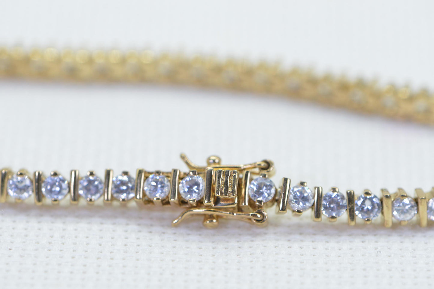 Cubic Zirconia Tennis Bracelet: Sterling Silver Heart Charm, Estate Style