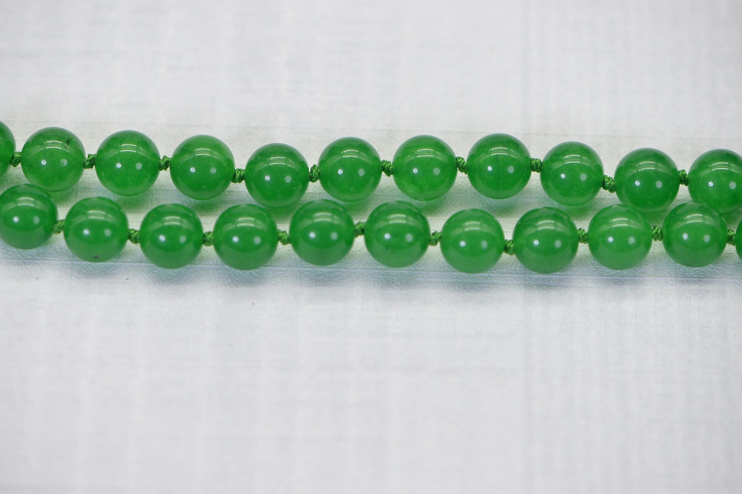 Green Jade Knotted Mala Necklace: Burma Gemstone Beaded Jewelry