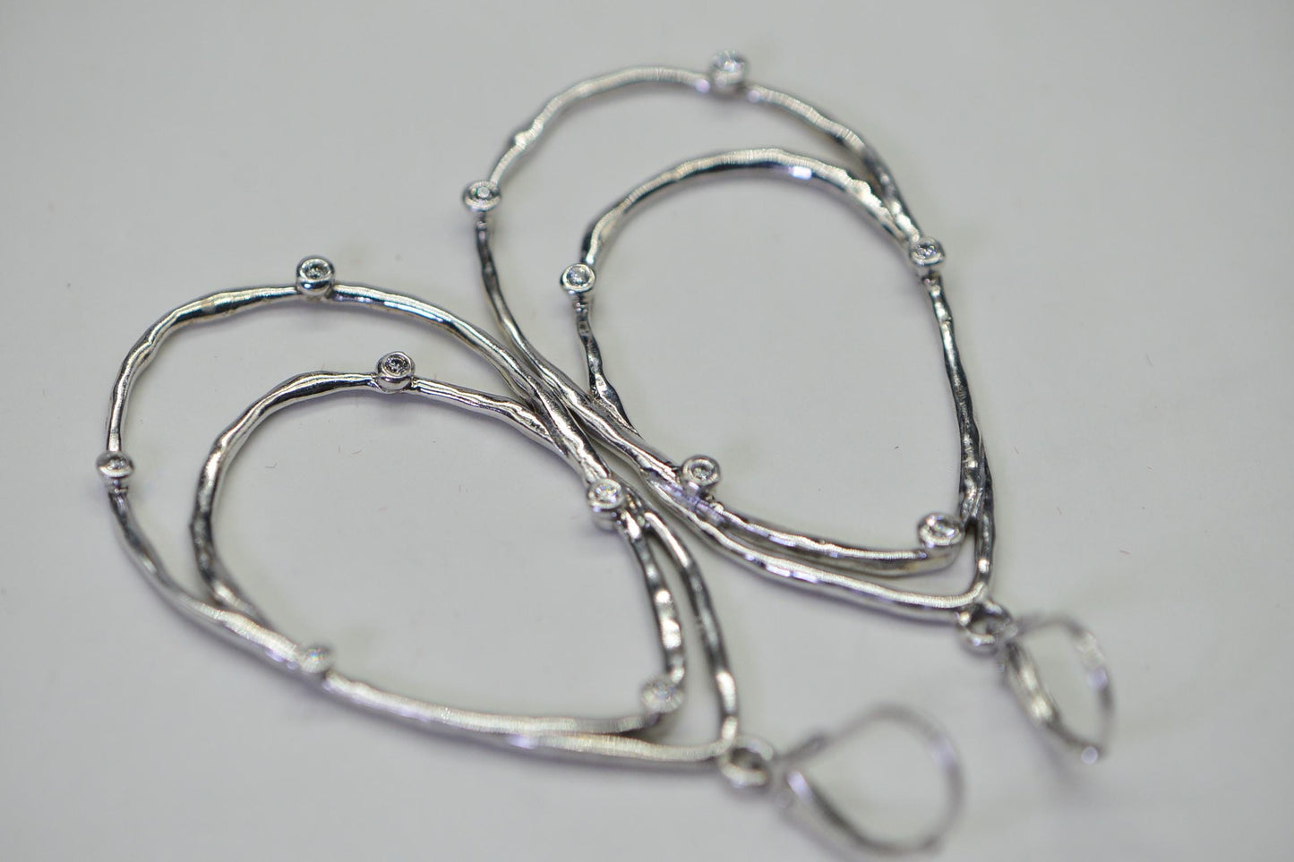 Elegant Sterling Silver Open Teardrop Earrings Minimalist Dangle Earrings with CZ Accents
