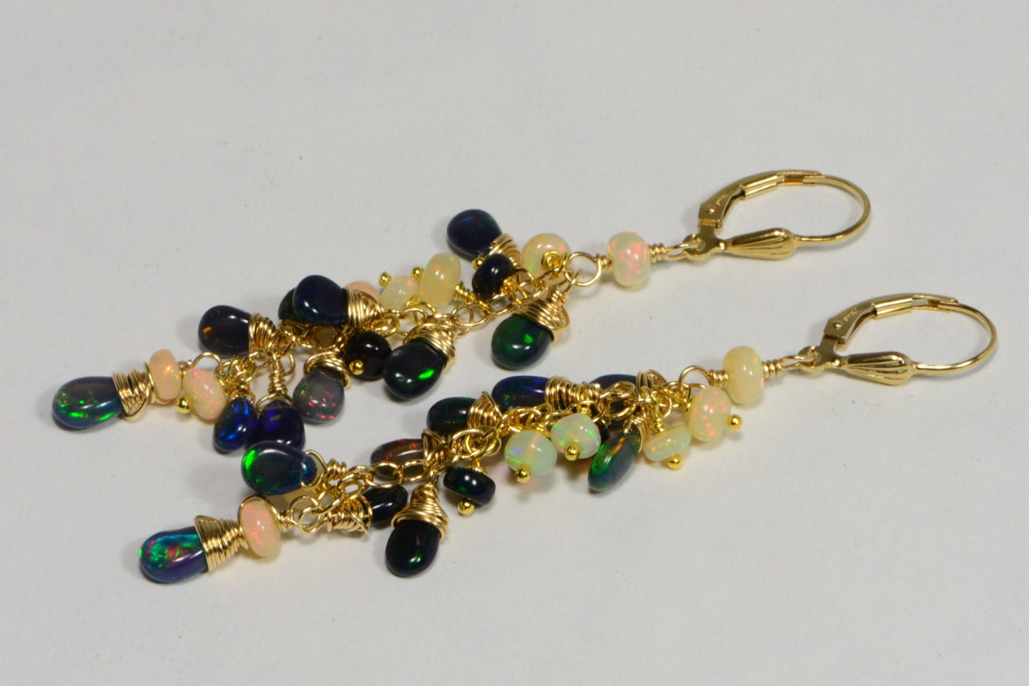 Ethiopian Opal Chandelier Earrings, 14K Gold Filled Dangle Earrings