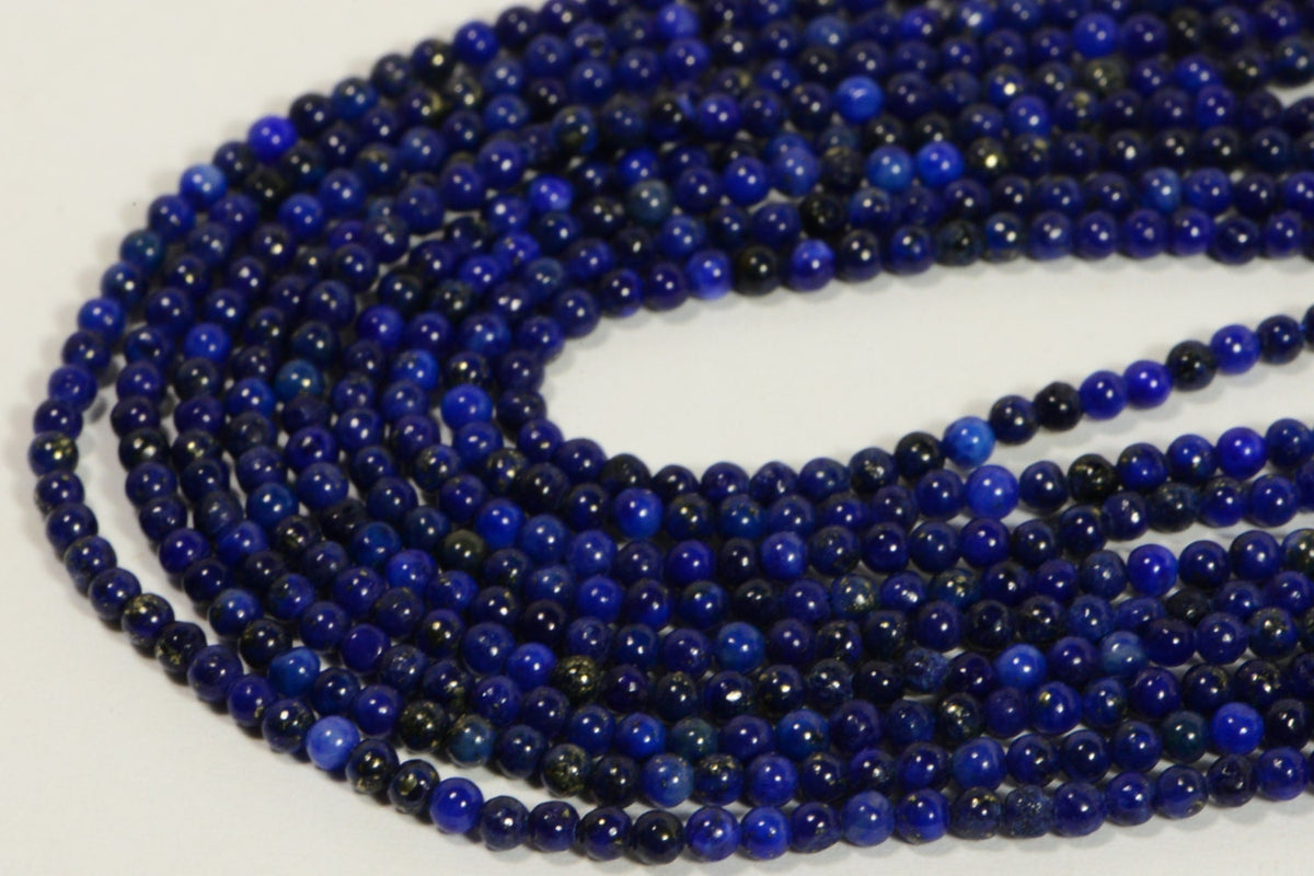 Lapis Lazuli Strand: 2mm Royal Blue Gemstone Beads, 7 Inch