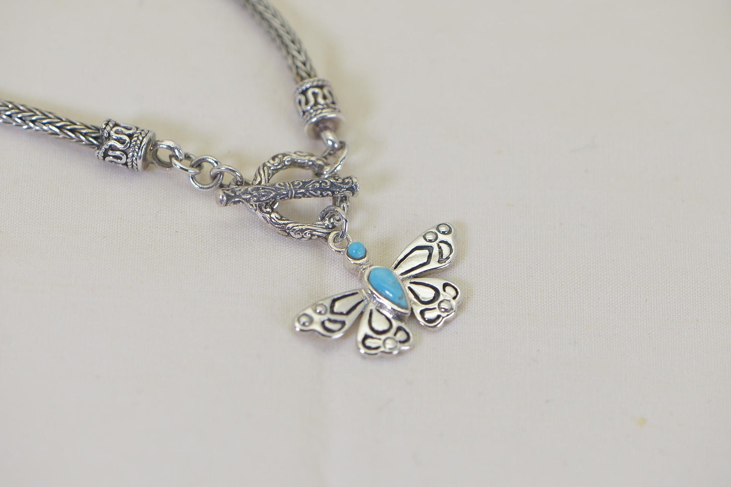Viking Bracelet Weave Knit Lariat Charm Butterfly Solid Sterling Silver Vintage 1980