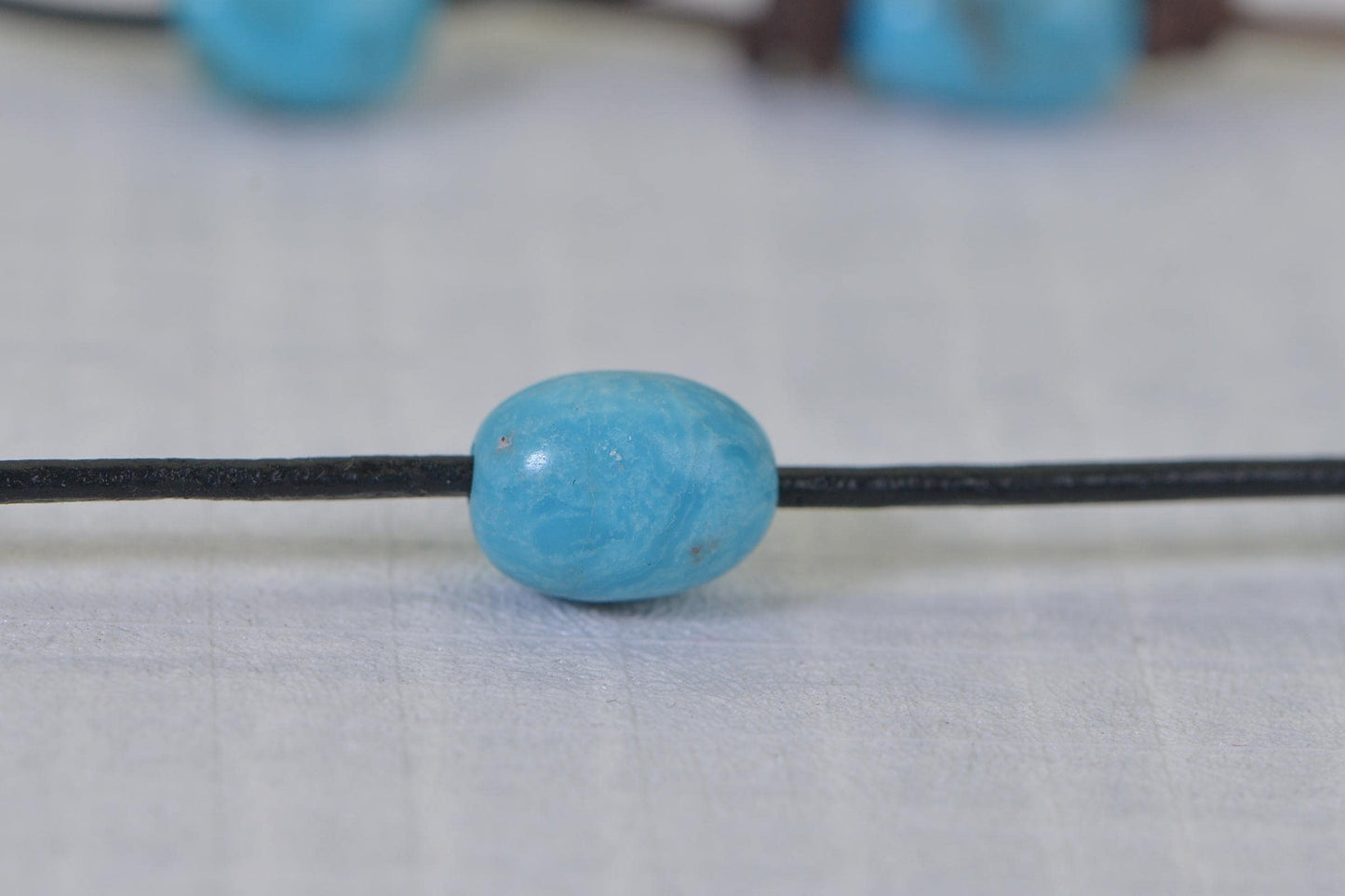 Sleeping Beauty Turquoise Necklace: Raw Stone, Black Leather Cord