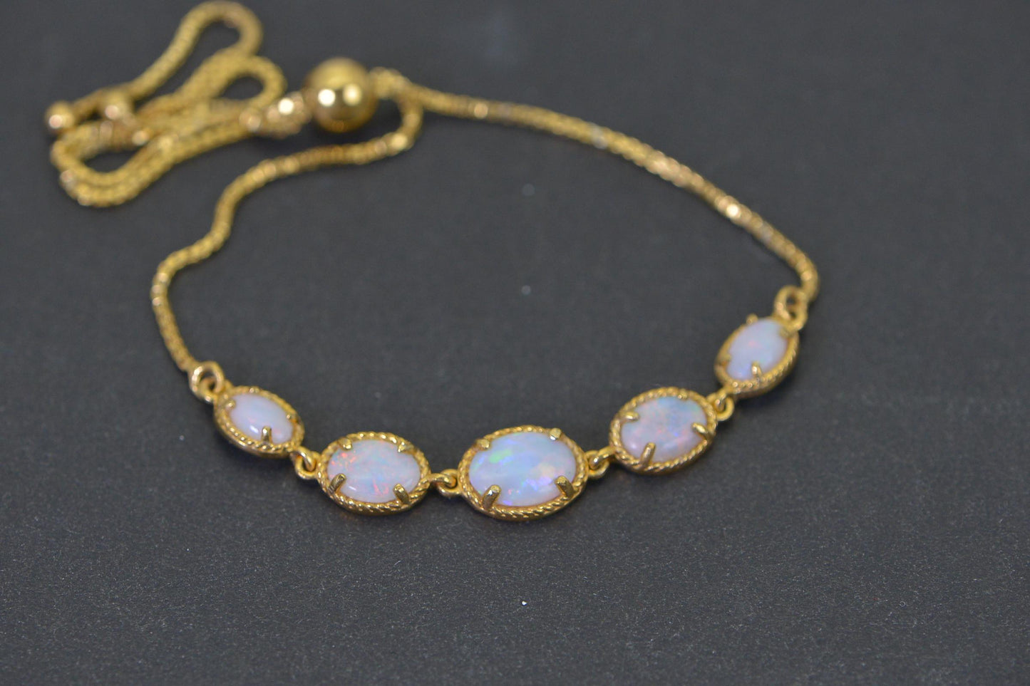 Australian Opal Bolo Bracelet: 24K Gold Vermeil Sterling Silver