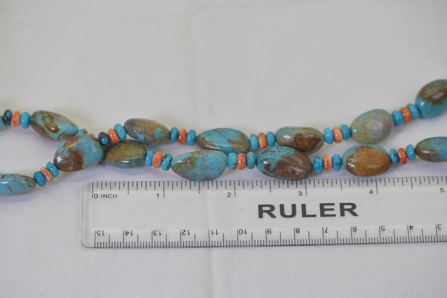 Genuine Royston, Kingman & Oyster Shell Turquoise Necklace Long 22 inches