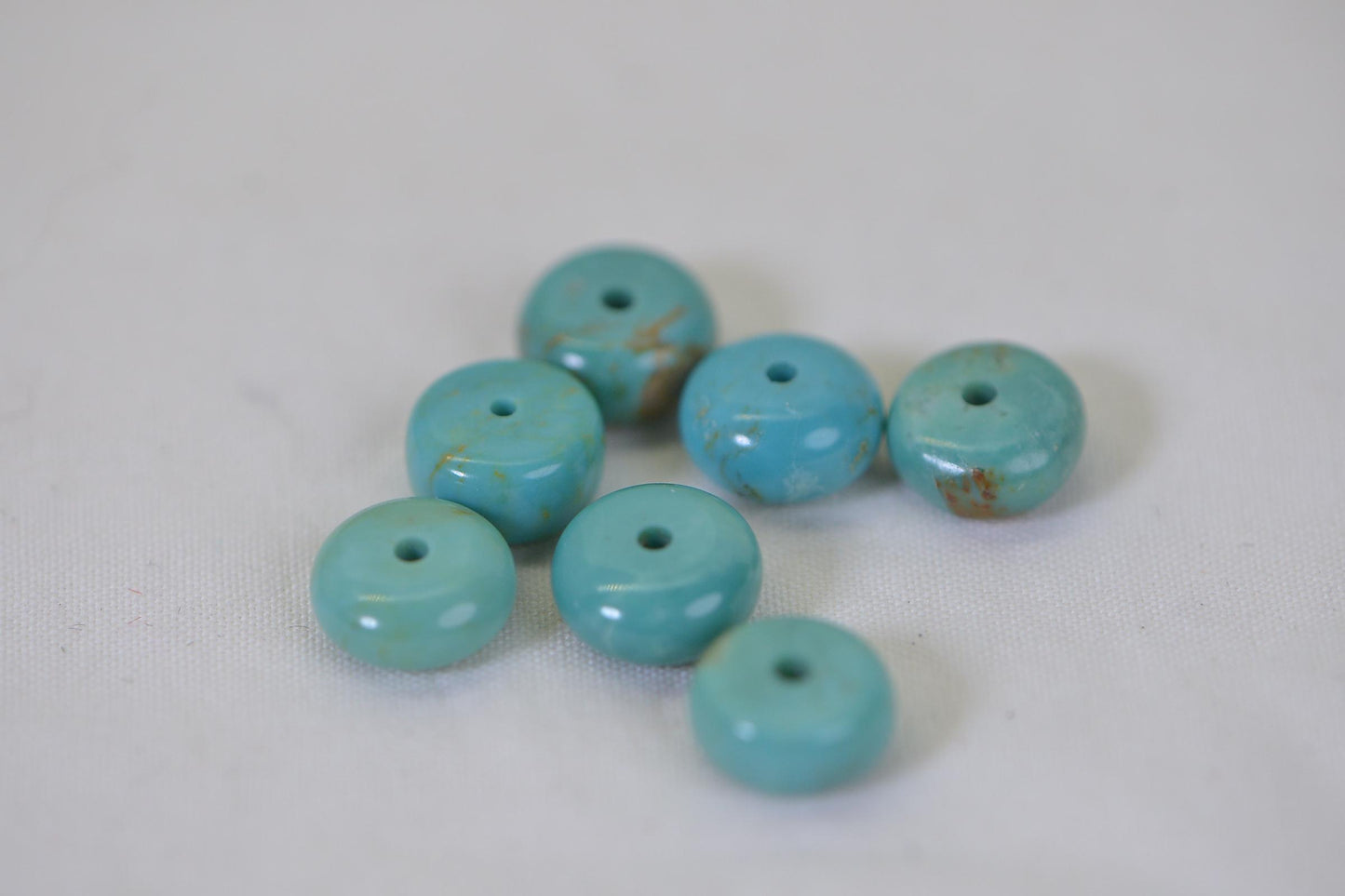 8mm Kingman Turquoise loose Beads, Disc Turquoise Beads, natural Gemstone Beads, Jewelry Making Supplies, pack of 7 Rondelle beads