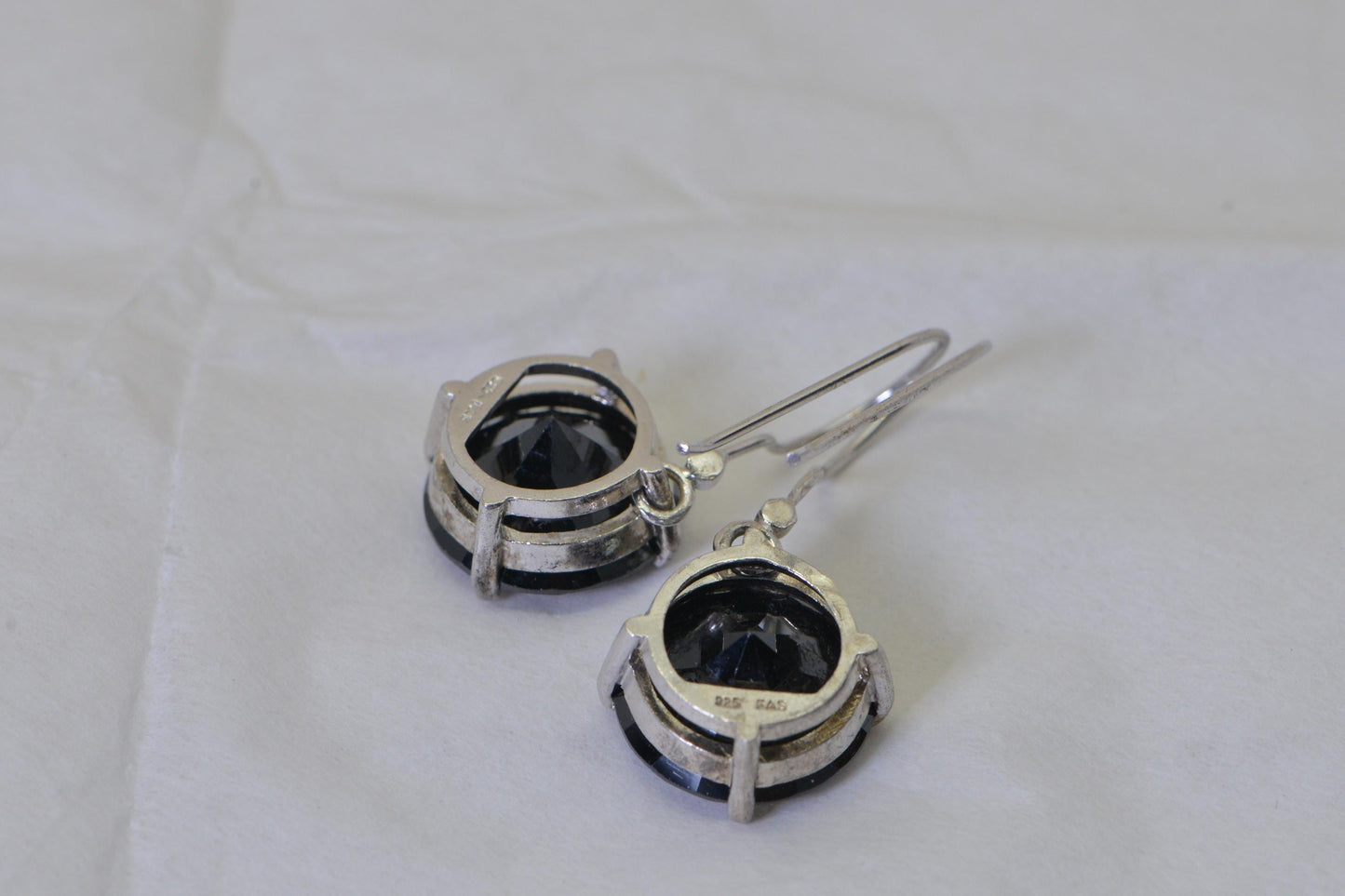 Natural Australian Black Tourmaline Earrings – Sterling Silver, Rhodium Finished