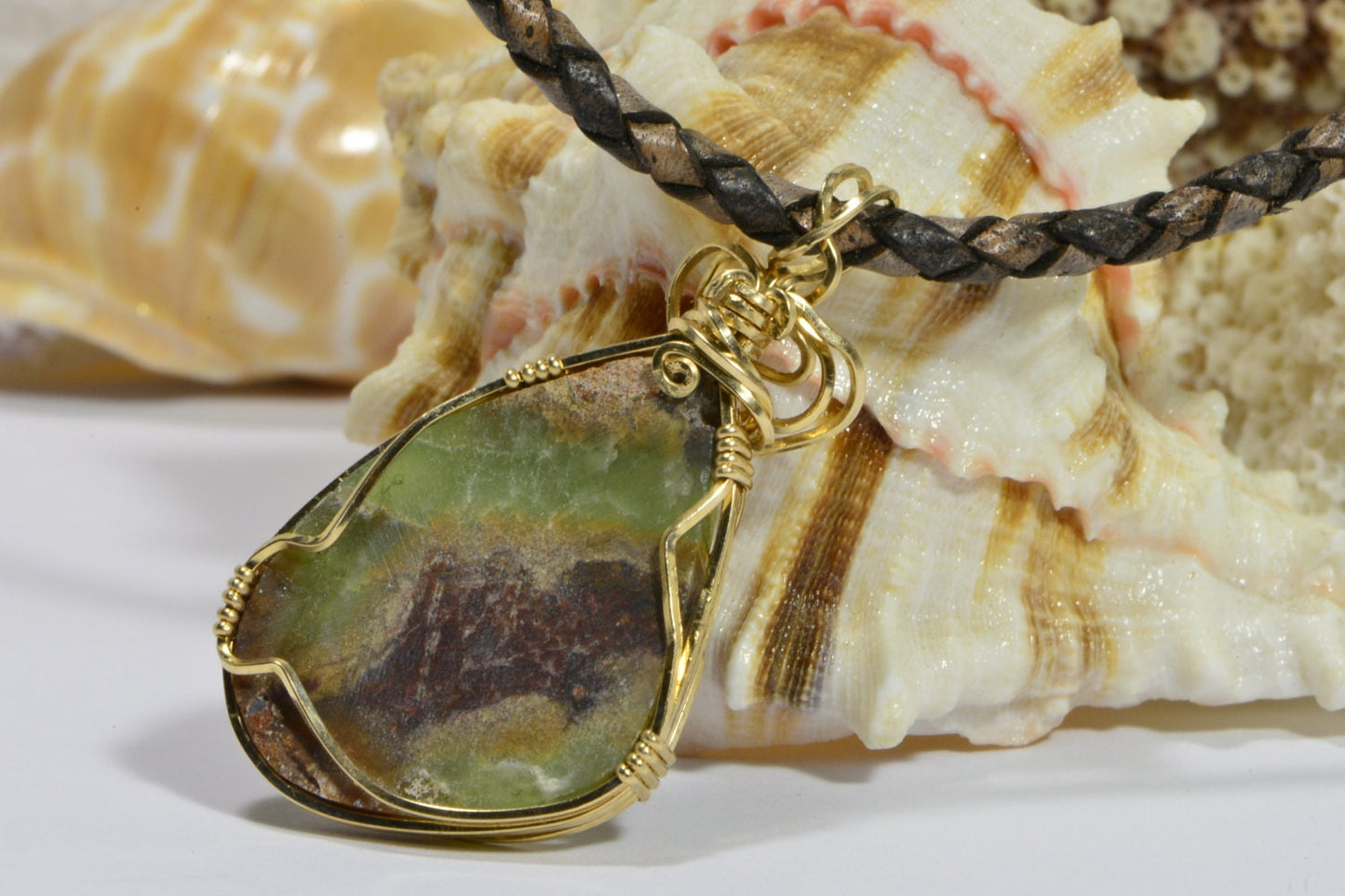 Wire Wrapped Chrysocolla Necklace, 14k Gold Filled, Handmade Jewelry