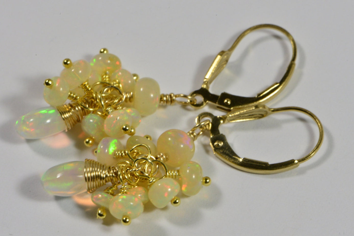 Ethiopian Opal Earrings, 14k Gold Filled Dangle, Handmade Jewelry