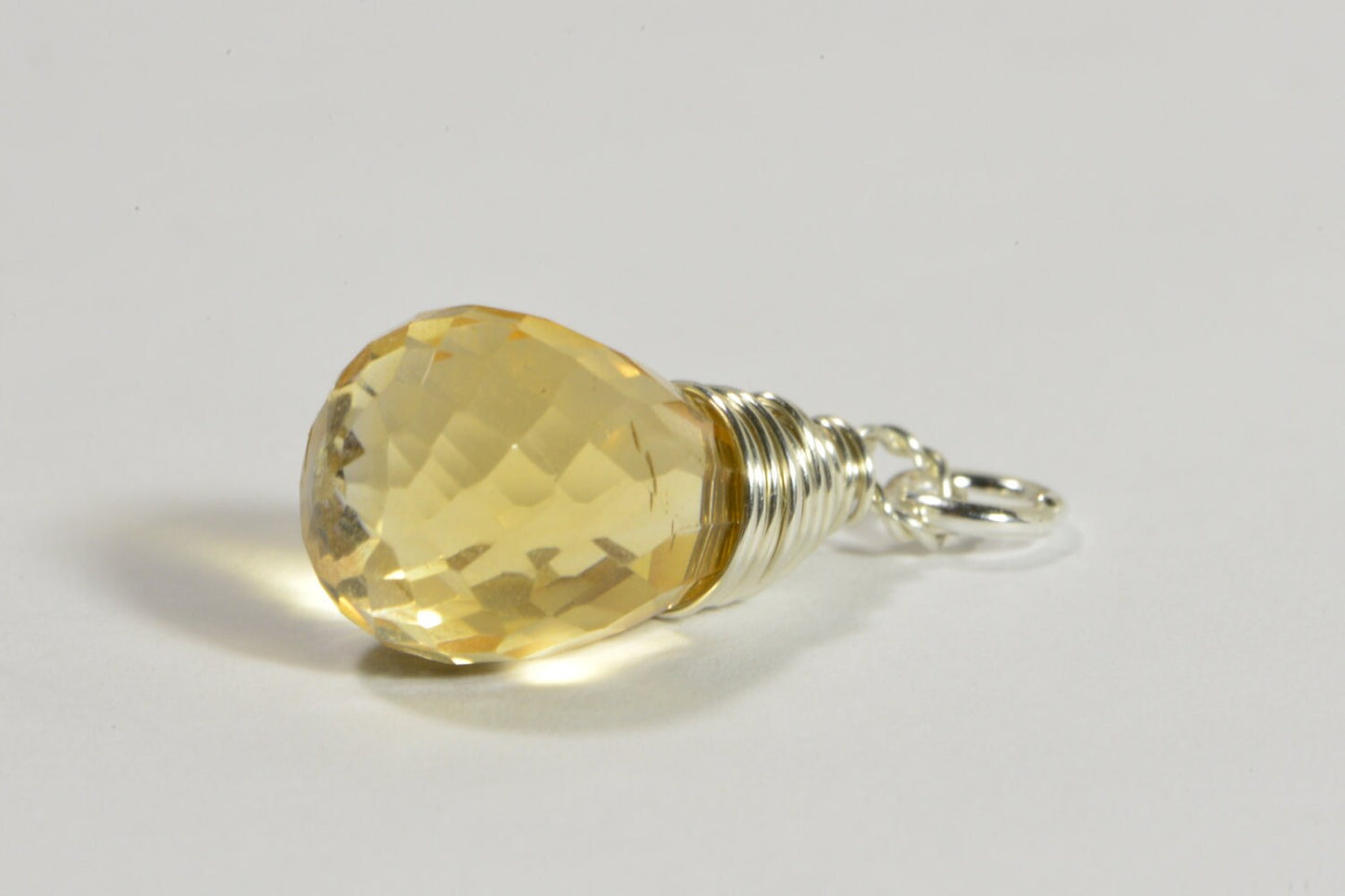 Natural Citrine Pendant Luxury Large Gemstone Wire Wrapped Sterlind silver filled Birthstone November