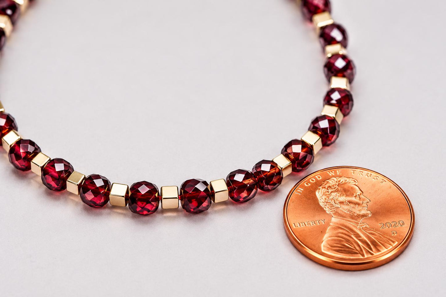Garnet Bracelet Gold Beaded Bracelet Minimalist Gemstone Jewelry Red Garnet Bracelet Dainty Bracelet January Birthstone Gift