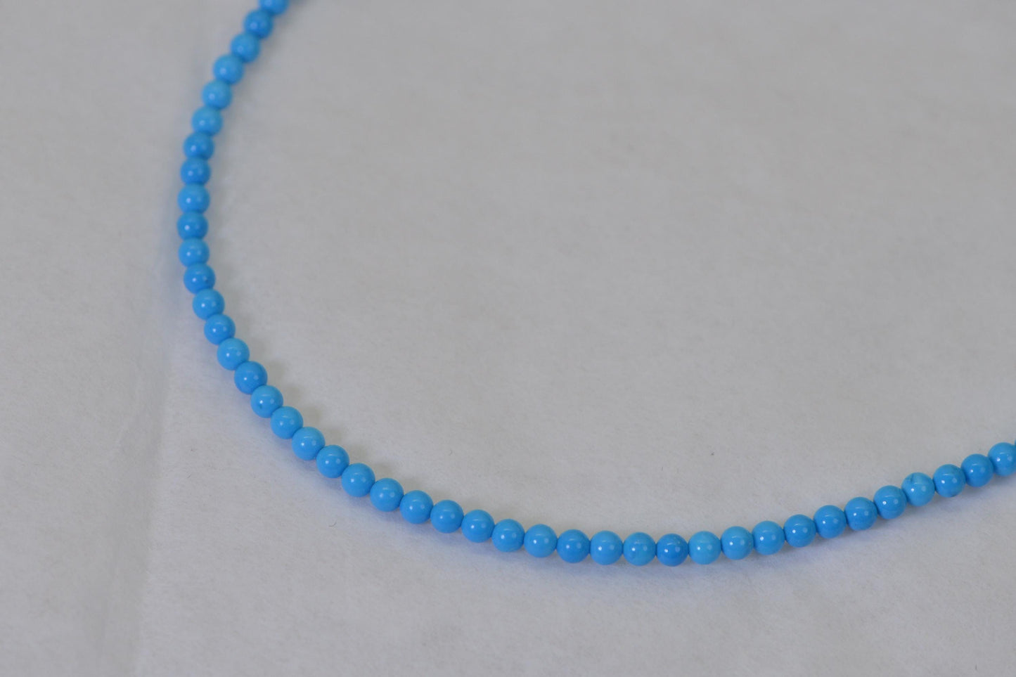 Sleeping Beauty Turquoise Choker: Sterling Silver Round Tiny 3mm Bead Necklace