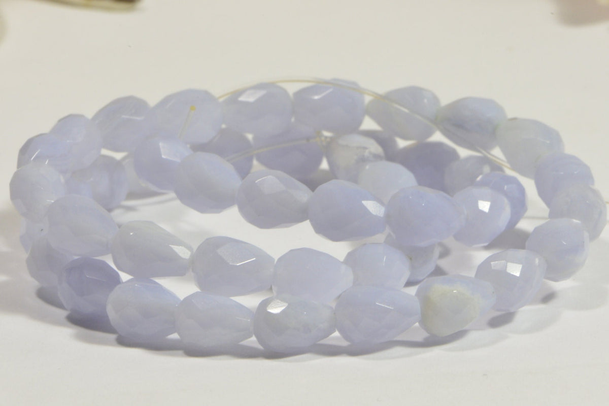 Natural Blue Lace Agate Faceted Teardrop Gemstone Beads Loose beads