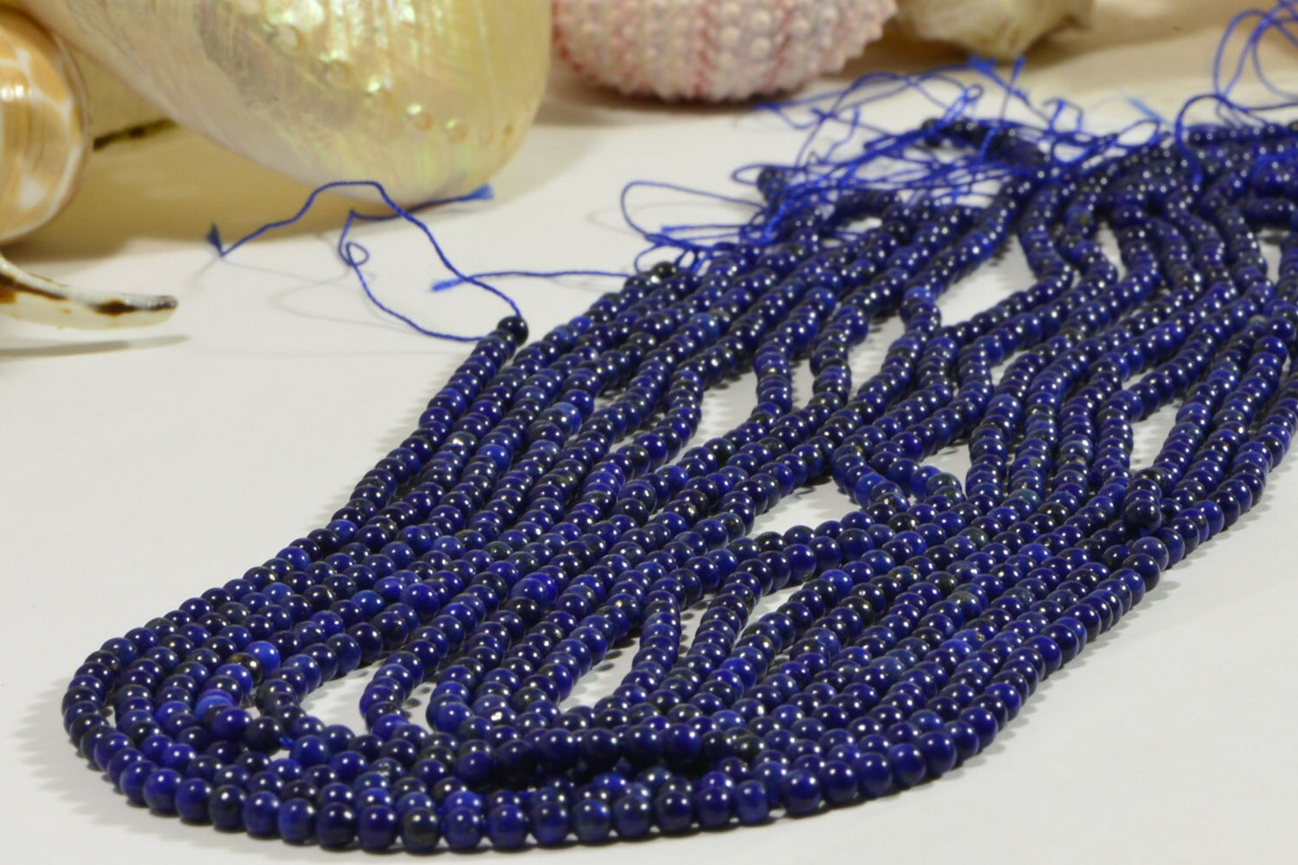 3mm Lapis Lazuli Beads: Small Round Cobalt Blue Gemstone (15.5" Strand)