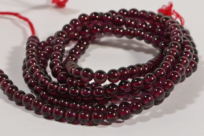 AAA Garnet Beads: 4mm Burgundy Red Gemstone, 8" Strand