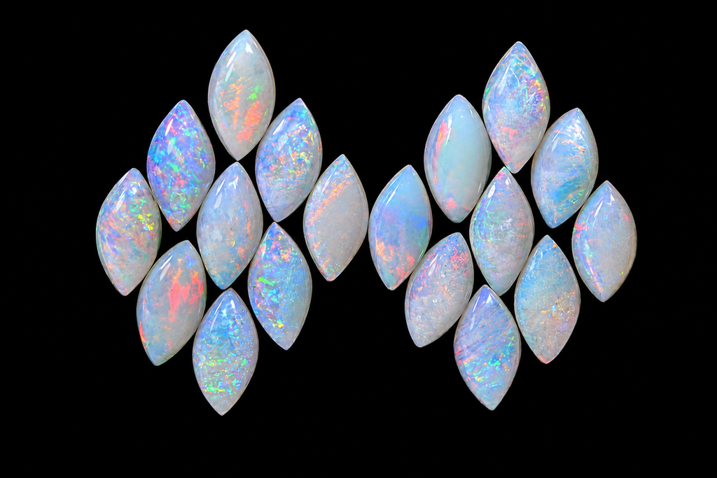 Australian white Opal Solid Natural Gemstone Marquise Cabochons