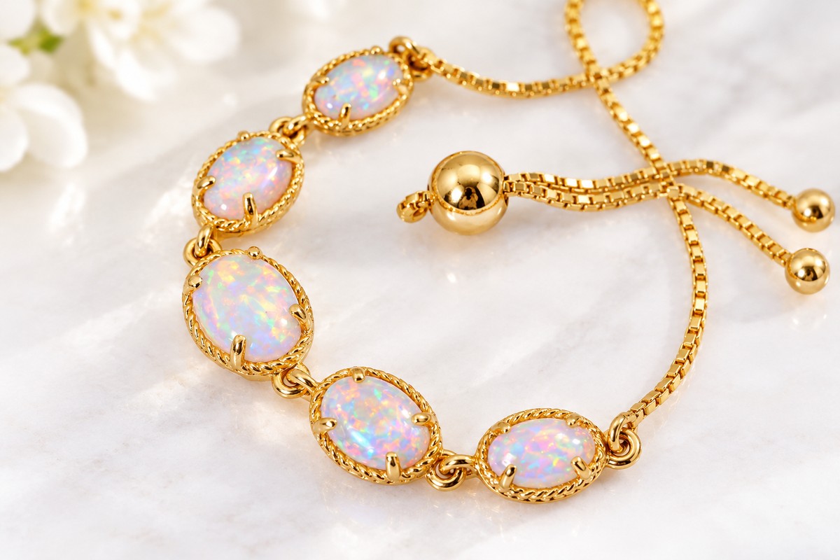 Australian Opal Bolo Bracelet: 24K Gold Vermeil Sterling Silver