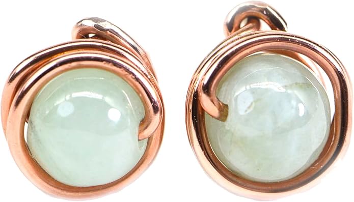 Black Tourmaline Stud Earrings: Handmade Copper Wire Wrapped Gemstone