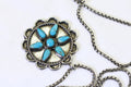 Vintage Turquoise Flower Pendant Necklace, Sterling Silver Turquoise Necklace, Southwestern Jewelry, Native American Style Pendant, Gift for Her