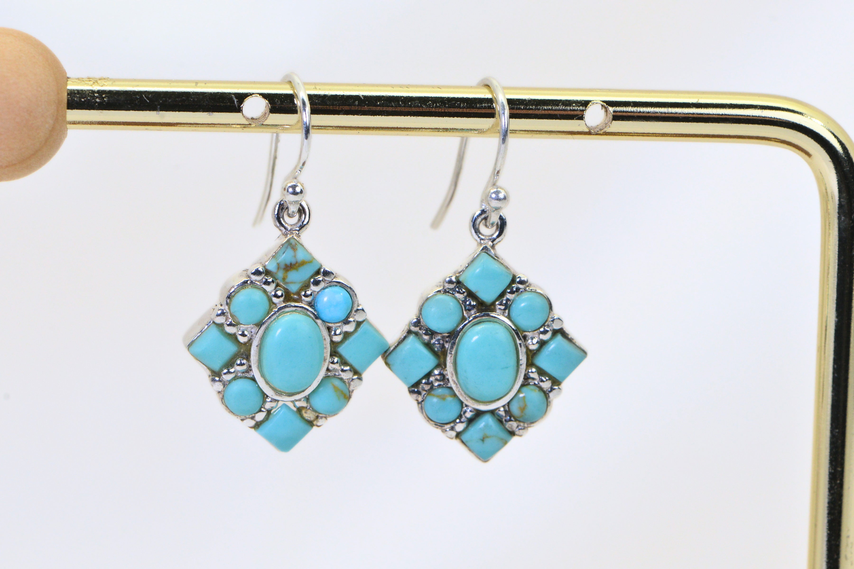 Natural Turquoise Sterling Silver Earrings | Southwestern Dangle Earrings | Handmade Turquoise Jewelry for Women