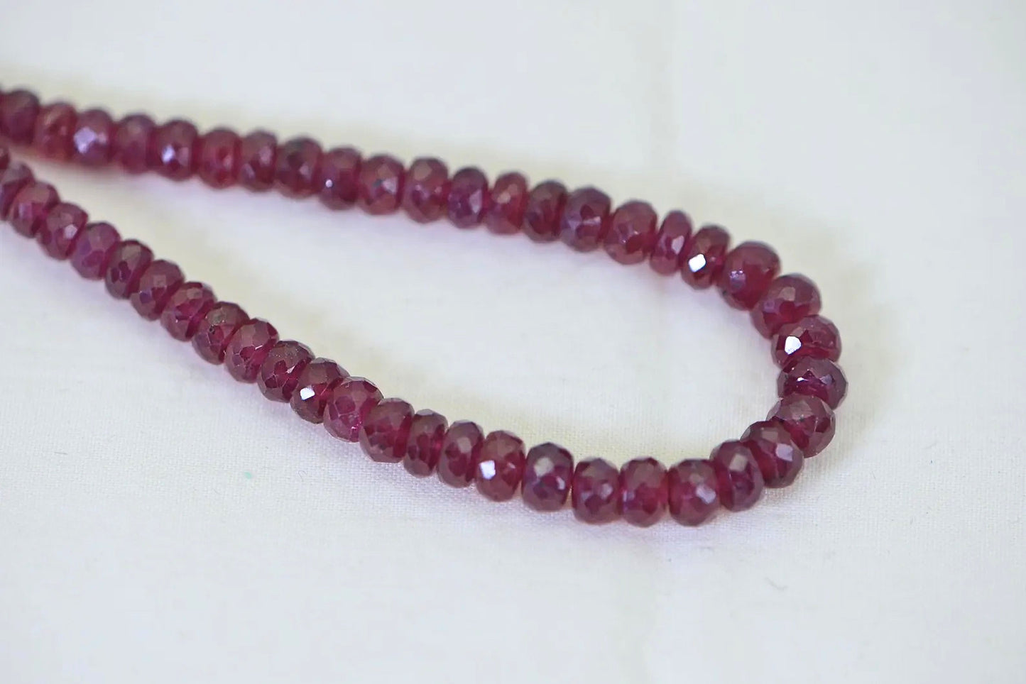 Genuine Ruby Faceted Rondelles Natural Gemstone Bead Supply Graduated. Full Strand 18 inches,