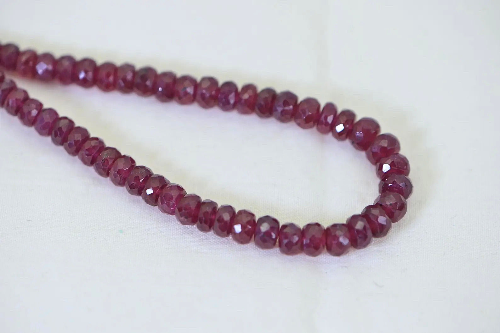 Genuine Ruby Faceted Rondelles Natural Gemstone Bead Supply Graduated. Full Strand 18 inches,