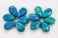 Australian Black Opal Pear Cabochons: Blue Green Metallic Doublet, 5x3 mm, 12 pc Set