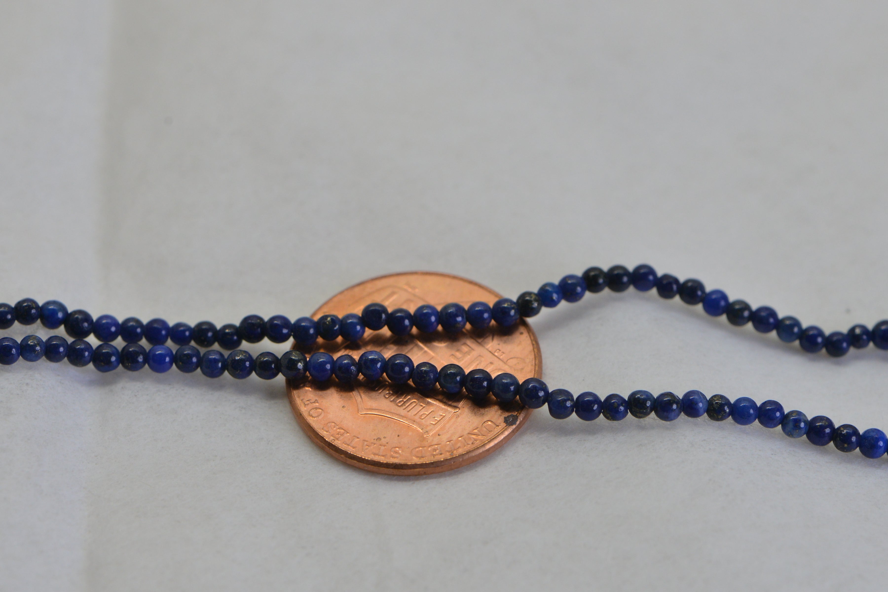 2mm Tiny Round Beads Lapis Lazuli Full Strand 15.5 inches