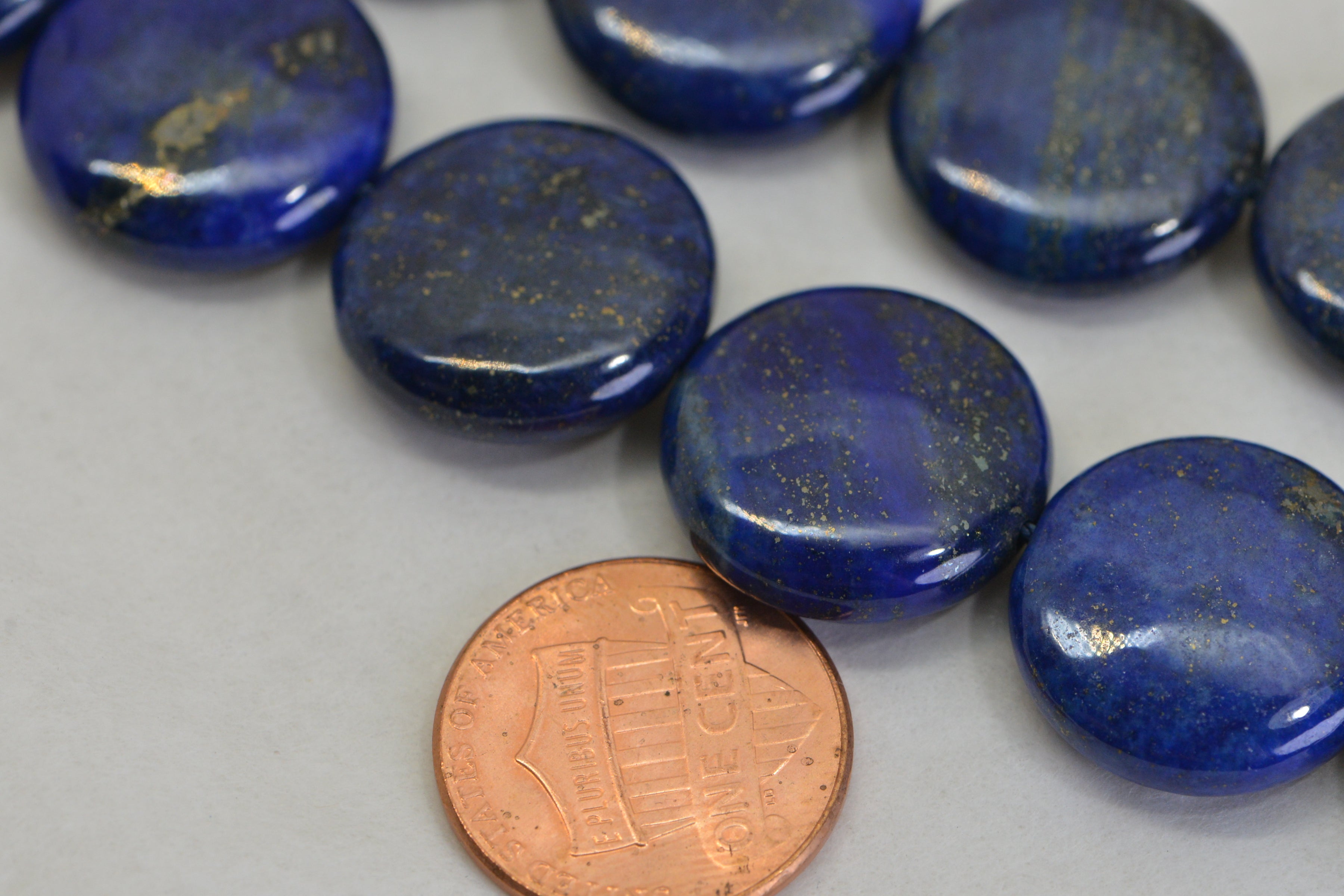 Natural Lapis Lazuli Coin Beads with Pyrite – AAA Quality