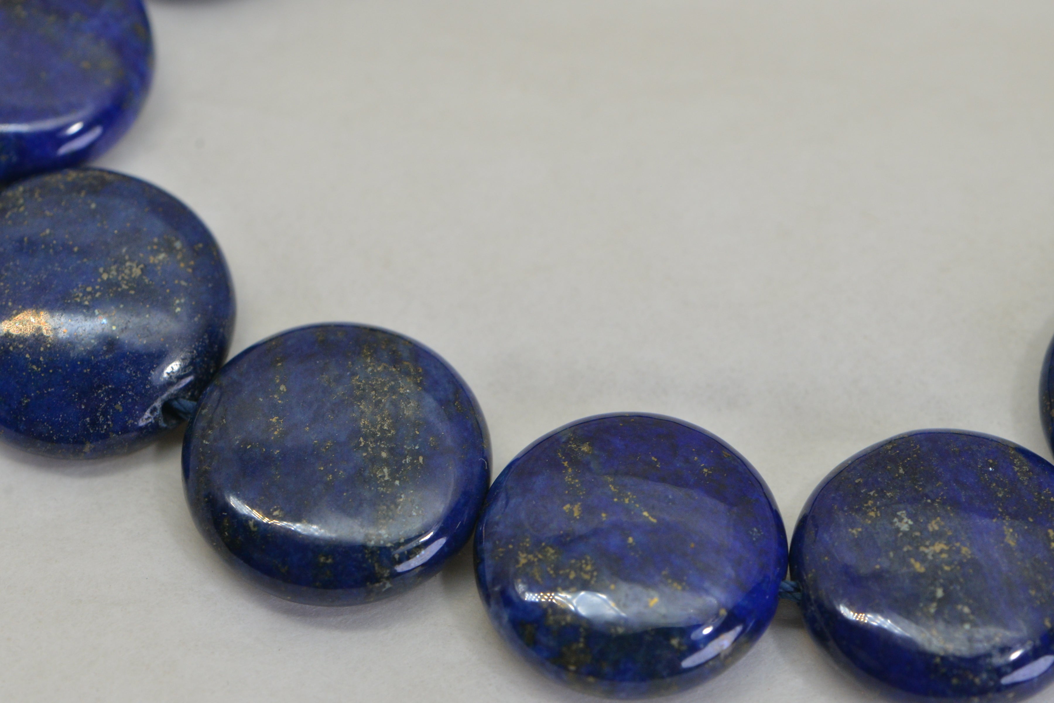 Natural Lapis Lazuli Coin Beads with Pyrite – AAA Quality