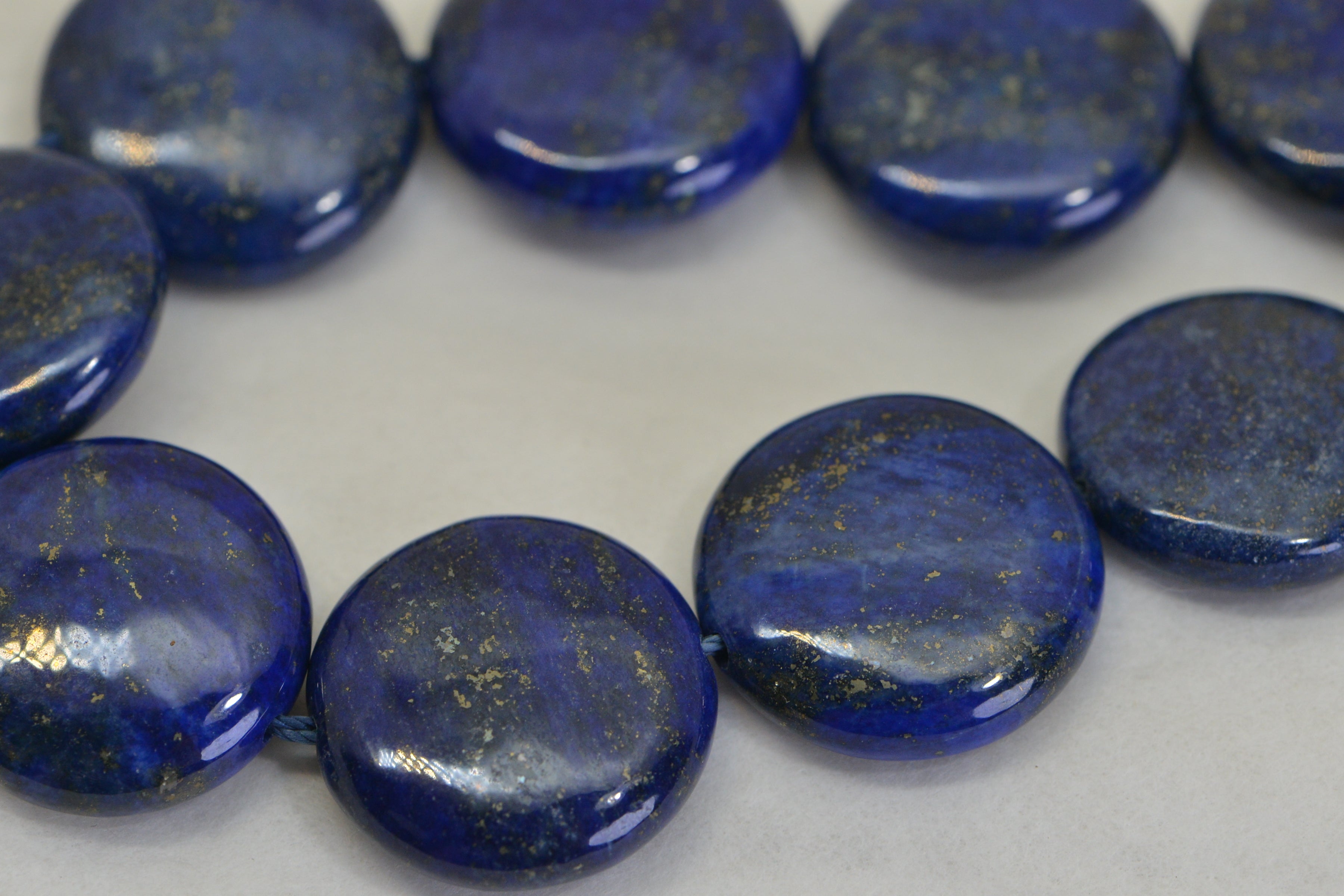 Natural Lapis Lazuli Coin Beads with Pyrite – AAA Quality