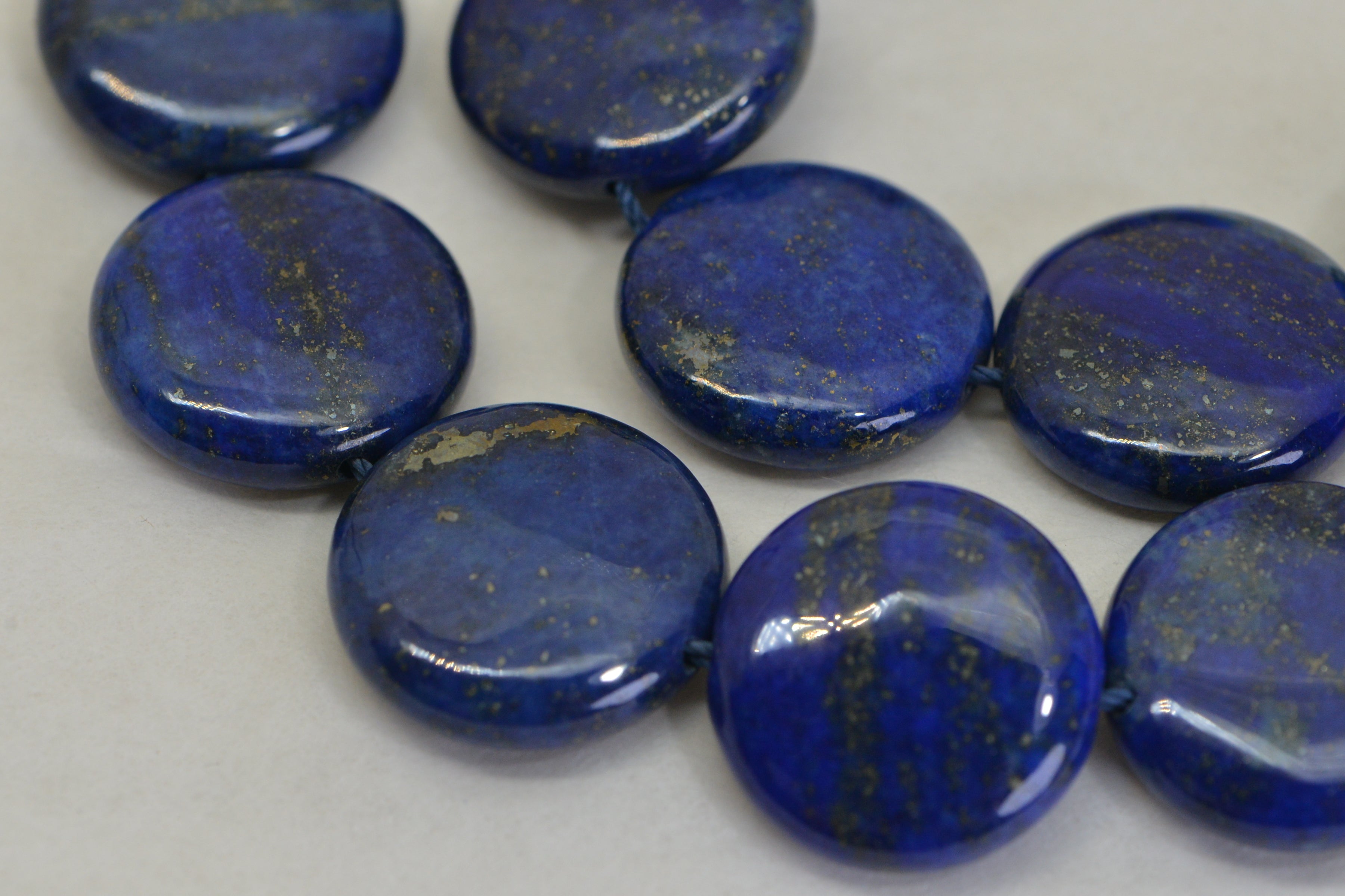 Natural Lapis Lazuli Coin Beads with Pyrite – AAA Quality