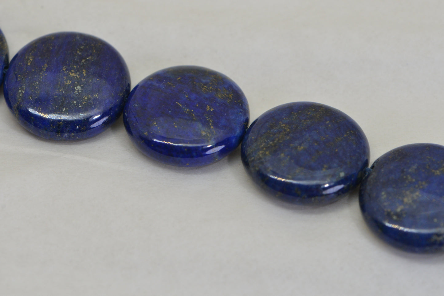 Natural Lapis Lazuli Coin Beads with Pyrite – AAA Quality