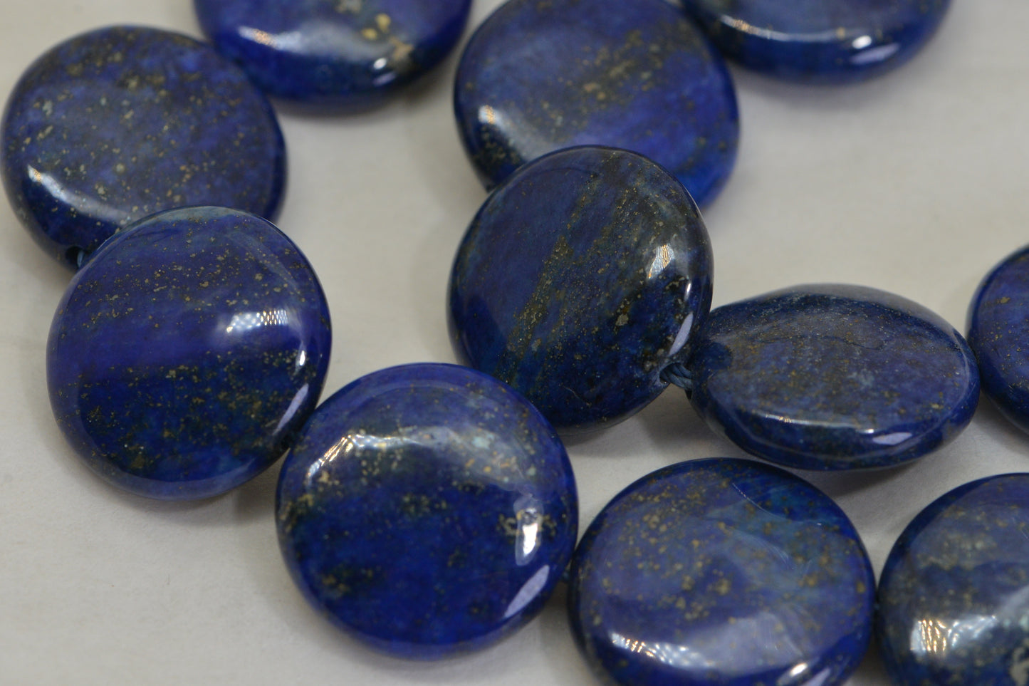Natural Lapis Lazuli Coin Beads with Pyrite – AAA Quality