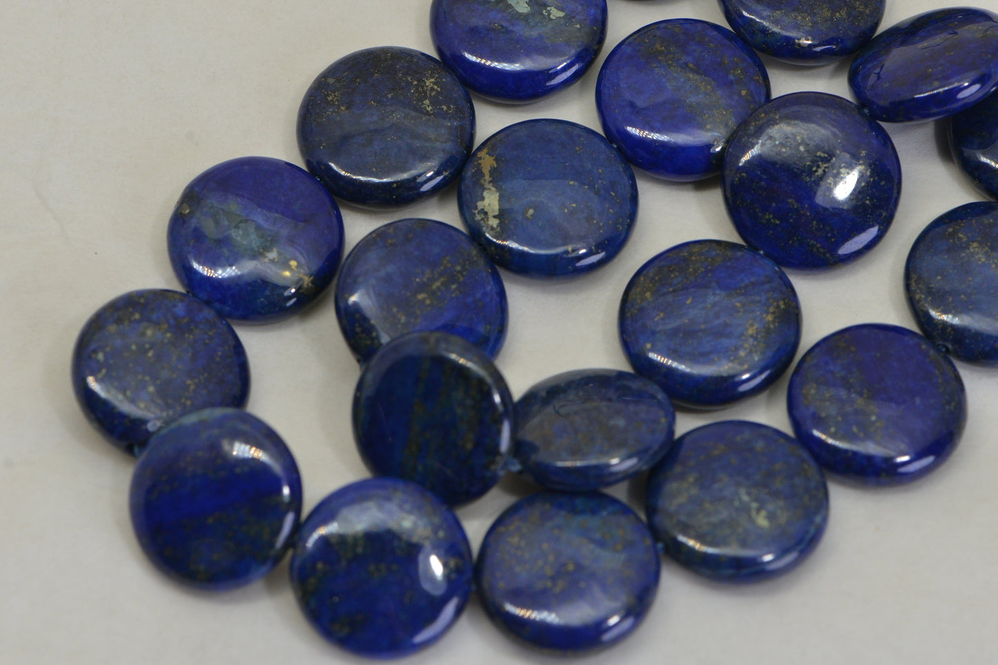 Natural Lapis Lazuli Coin Beads with Pyrite – AAA Quality