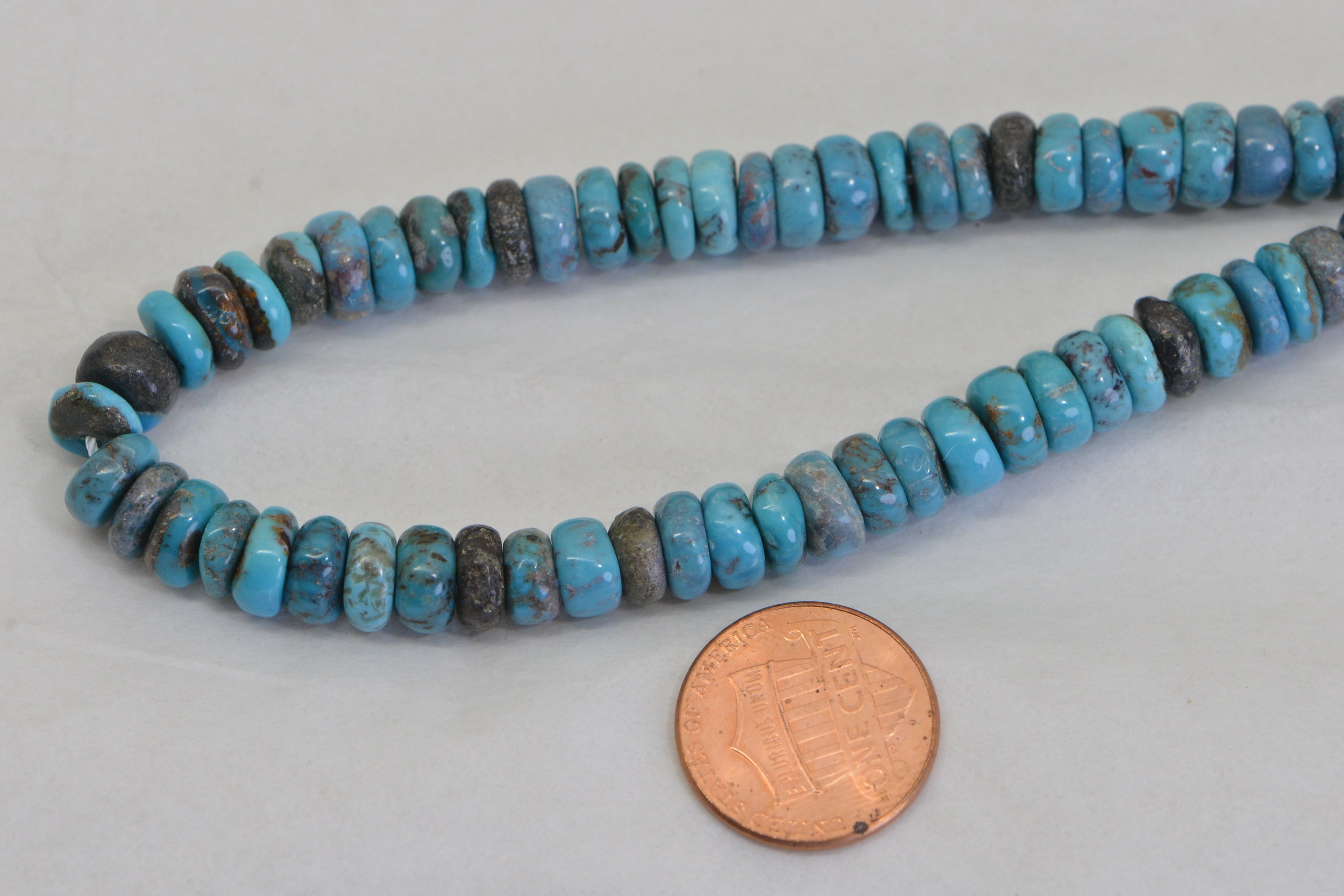 Genuine 100% Natural Arizona Turquoise Large Heishi Beads 8mm  Rondelle Disc Wheel Real Natural Blue Turquoise Beads Full 15.5" Strand