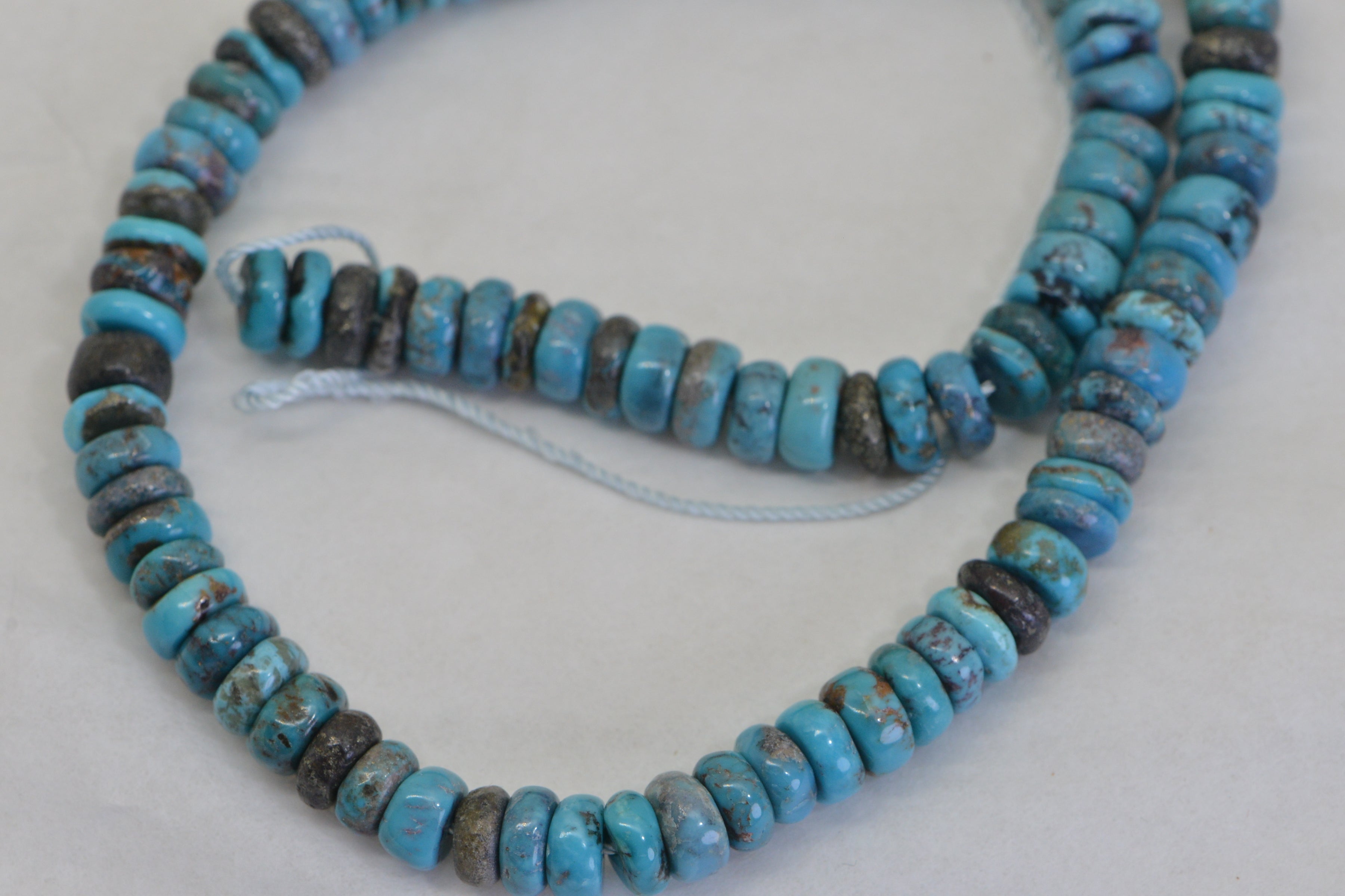 Genuine 100% Natural Arizona Turquoise Large Heishi Beads 8mm  Rondelle Disc Wheel Real Natural Blue Turquoise Beads Full 15.5" Strand