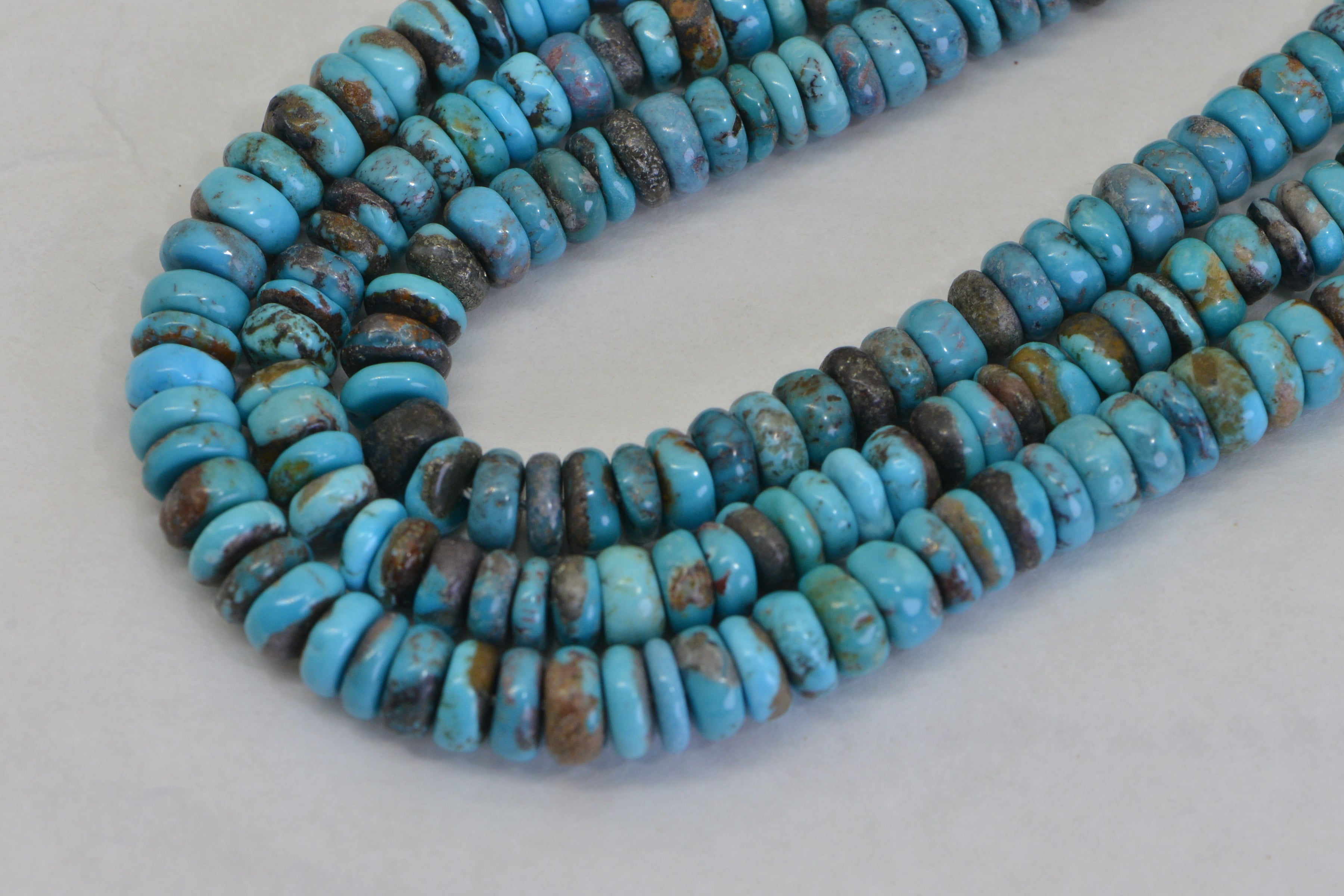 Genuine 100% Natural Arizona Turquoise Large Heishi Beads 8mm  Rondelle Disc Wheel Real Natural Blue Turquoise Beads Full 15.5" Strand
