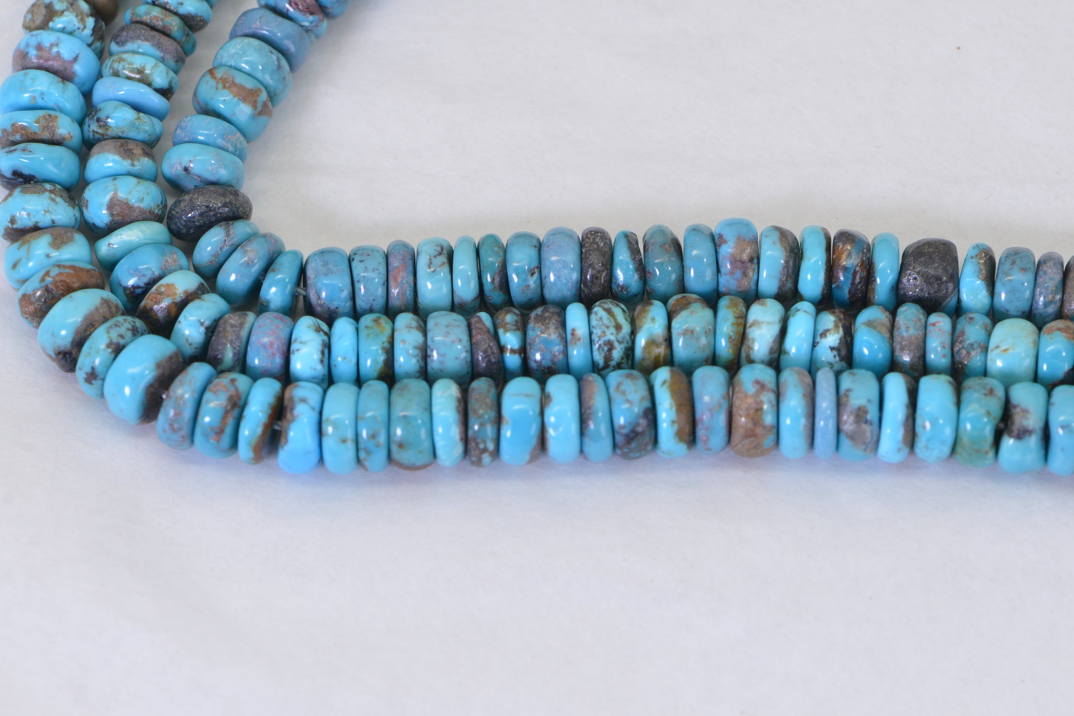 Genuine 100% Natural Arizona Turquoise Large Heishi Beads 8mm  Rondelle Disc Wheel Real Natural Blue Turquoise Beads Full 15.5" Strand