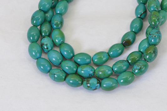 Green Turquoise Barrel Beads – Natural Gemstone 15.75" Strand