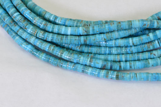 Arizona Turquoise Heishi Beads: Natural Blue Gemstone, 5mm (16 inches strand)