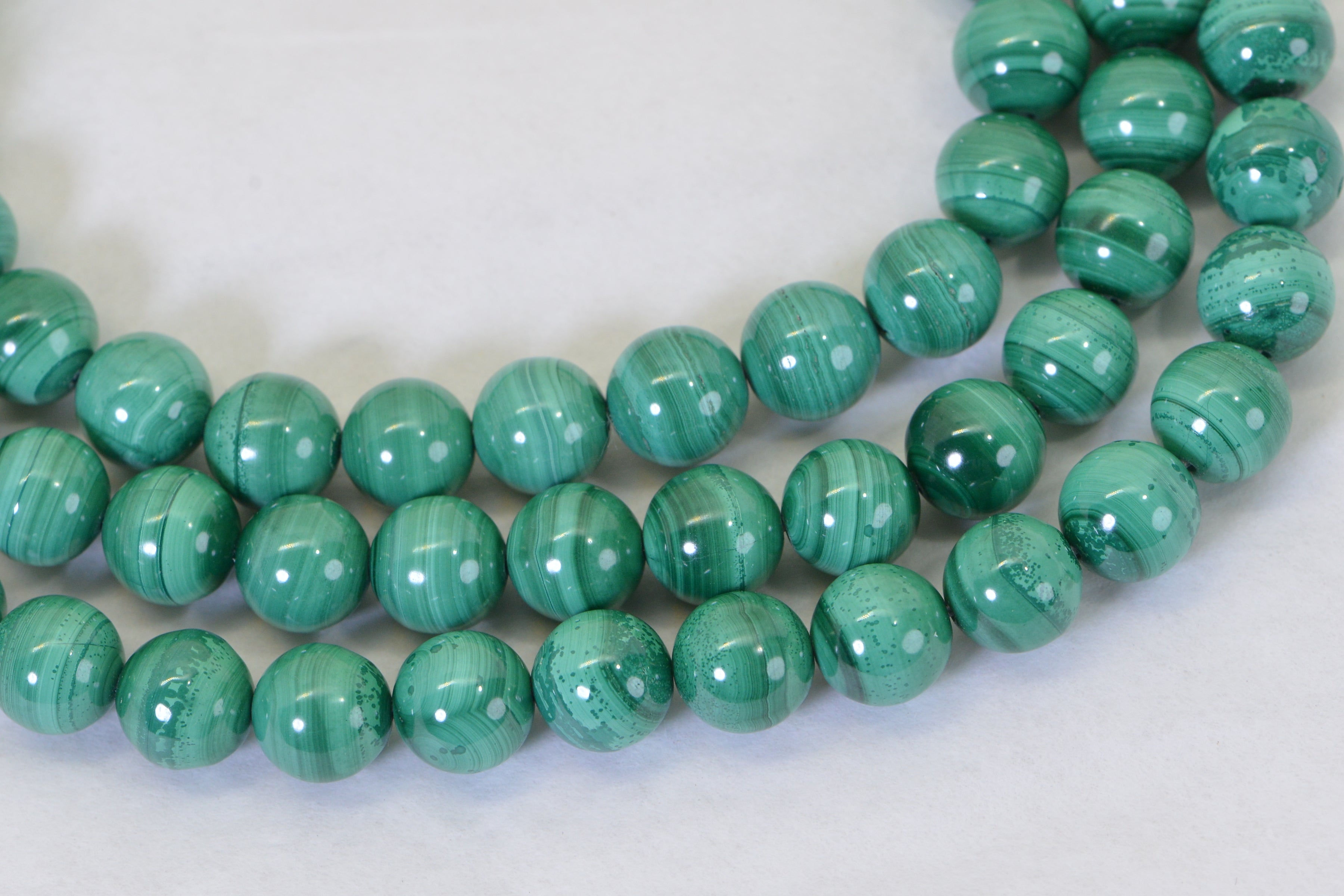 Natural Malachite Round Beads – AAA Quality 16" Strand