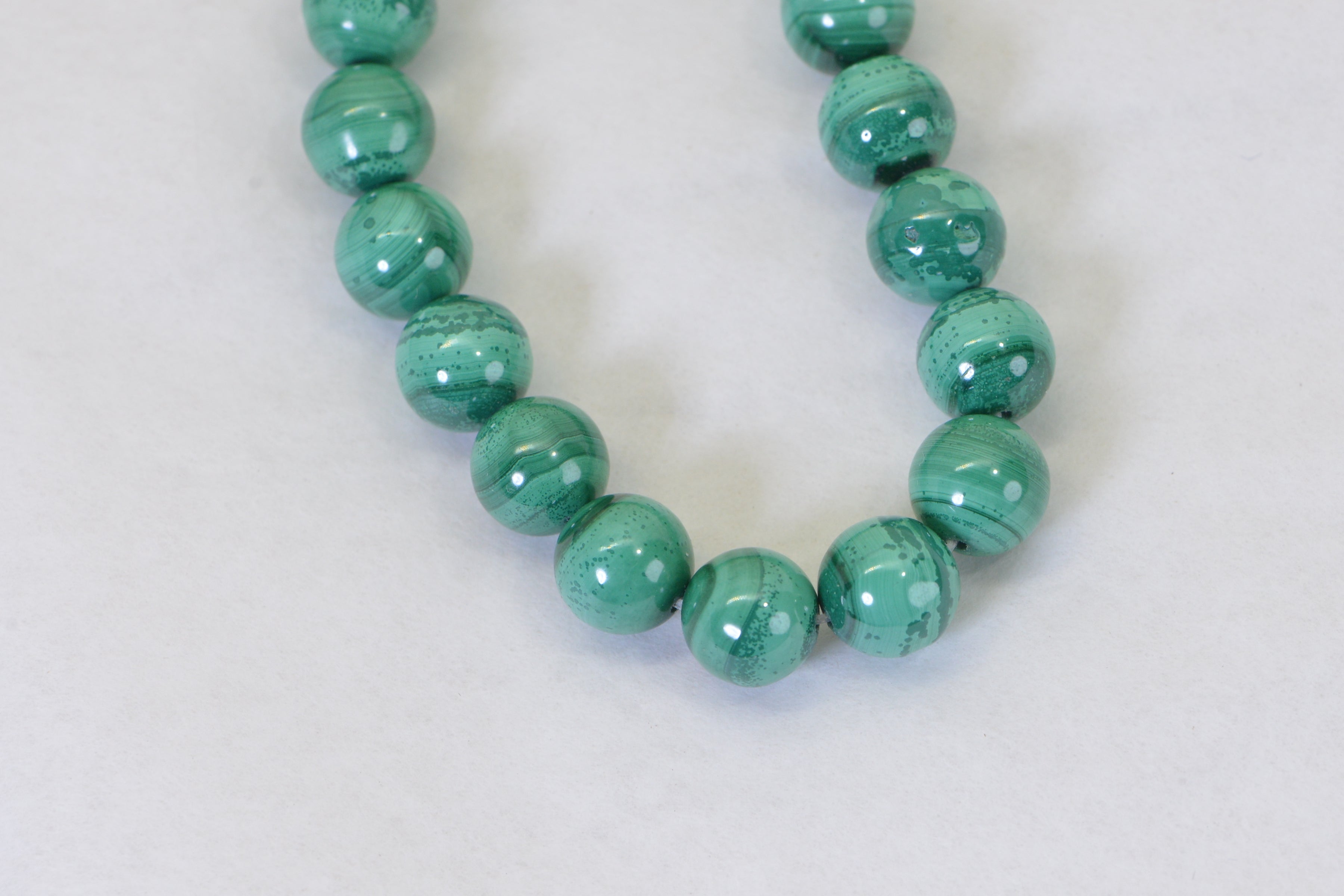 Natural Malachite Round Beads – AAA Quality 16" Strand