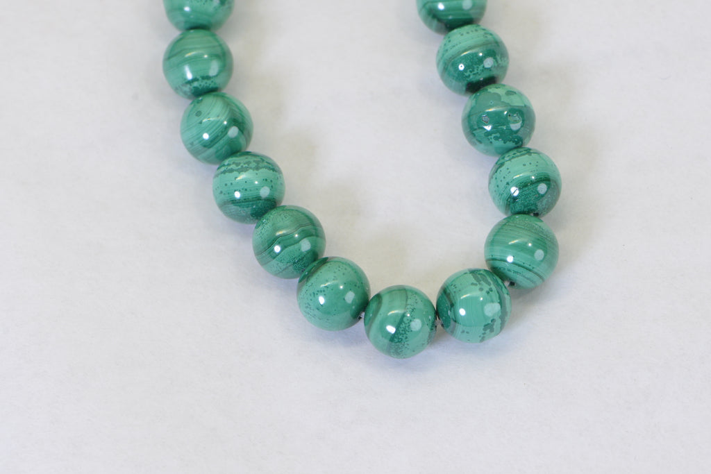 Natural Malachite Round Beads – AAA Quality 16" Strand