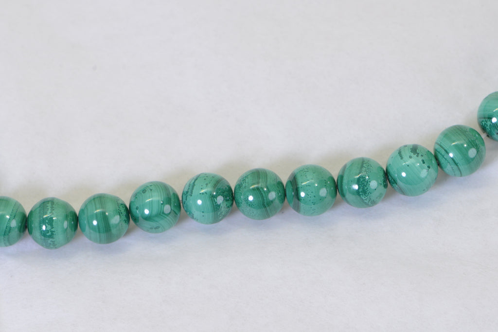Natural Malachite Round Beads – AAA Quality 16" Strand