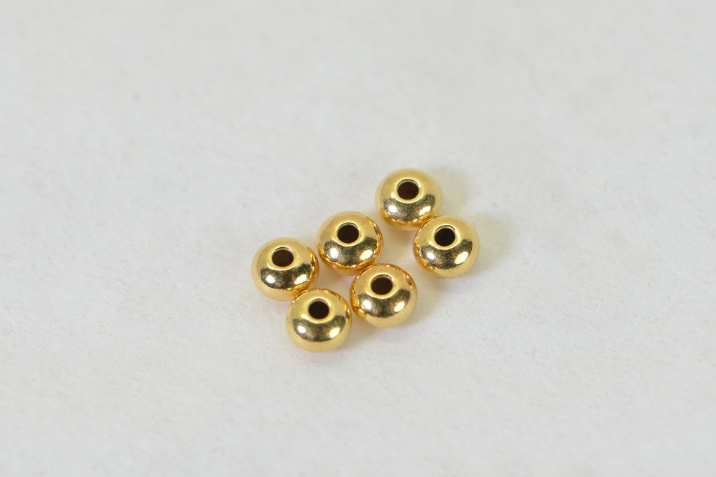 6pc 14K Gold Filled 4.4mm Saucer Beads 1mm Hole 4mm 14K Gold-Filled Saucer Spacer Beads, USA